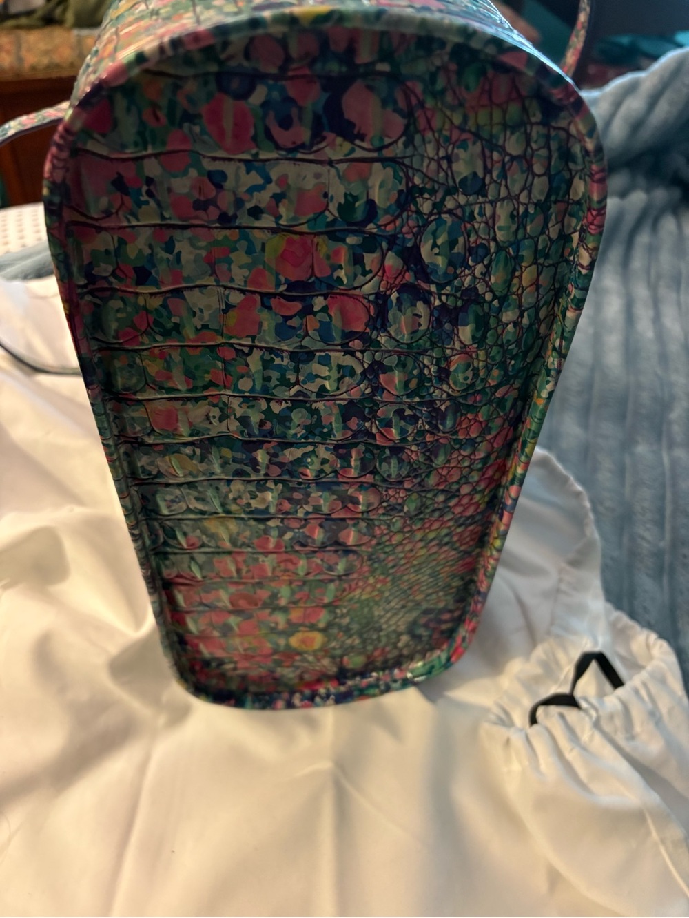 Brahmin Multicolor Floral Croc-Embossed Shoulder Tote - Picture 6 of 7